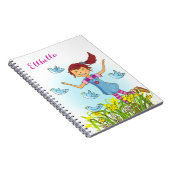 春の女の子の羽ばたき鳥の本のノート ノートブック (右側)