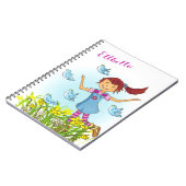 春の女の子の羽ばたき鳥の本のノート ノートブック (左側)