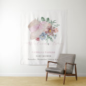 春の女の子 ガーデンハット ベビーシャワー ウェルカムサイン タペストリー (インサイチュ)