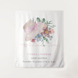 春の女の子 ガーデンハット ベビーシャワー ウェルカムサイン タペストリー