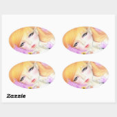 春の妖精のバイオレットのステッカー 楕円形シール (シート)