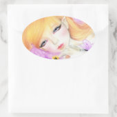 春の妖精のバイオレットのステッカー 楕円形シール (バッグ)