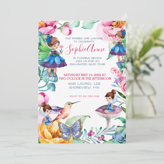 春の妖精の誕生日のパーティの招待状 招待状 (スタンド正面)