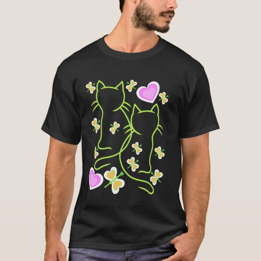 春の始まりレトロ猫ニャンコ子猫子供 Tシャツ (正面)