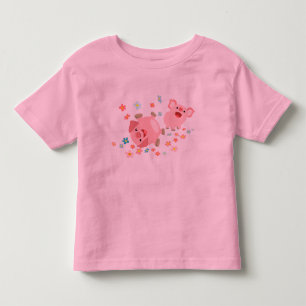 春の子供のTシャツの2匹のかわいい漫画のブタ トドラーTシャツ