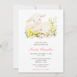 春の子羊ベビーシャワー 招待状