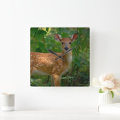 「春の子鹿」 スクエア壁時計 (ホーム)