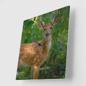 「春の子鹿」 スクエア壁時計 (傾斜)