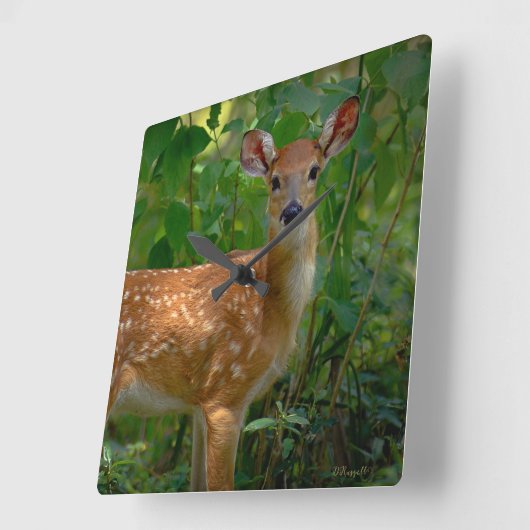 「春の子鹿」 スクエア壁時計 (傾斜)