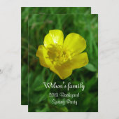 春の季節の庭でのパーティー招待状 招待状 (正面/裏面)