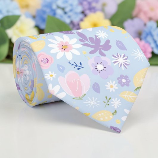 春の季節の淡い色の花柄ネクタイ ネクタイ
