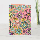 春の季節 レトロ フラワー カラー シームレス パターン カード (裏面)