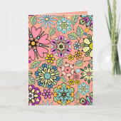 春の季節 レトロ フラワー カラー シームレス パターン カード (正面)