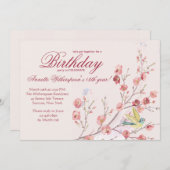 春の容認の誕生日のパーティの招待状 招待状 (正面/裏面)