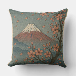 春の富士山: 桜の静けさ クッション