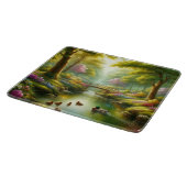 春の小川（アヒル/花） カッティングボード (角)