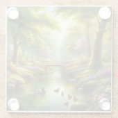 春の小川（アヒル/花） ガラスコースター (裏面)