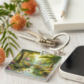 春の小川（アヒル/花） キーホルダー (正面右)