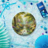 春の小川（アヒル/花） ペーパープレート (パーティー)