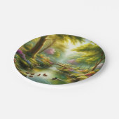 春の小川（アヒル/花） ペーパープレート (アングル)