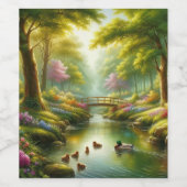 春の小川（アヒル/花） ワインラベル (シングルラベル)