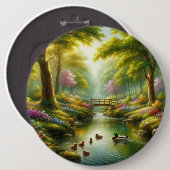 春の小川（アヒル/花） 缶バッジ (正面&裏面)