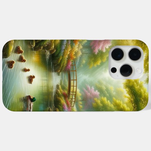 春の小川(アヒル/花) Case-Mate iPhoneケース (裏面 (横))