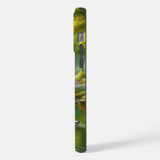 春の小川（アヒル/花） iPhoneケース (左側面)