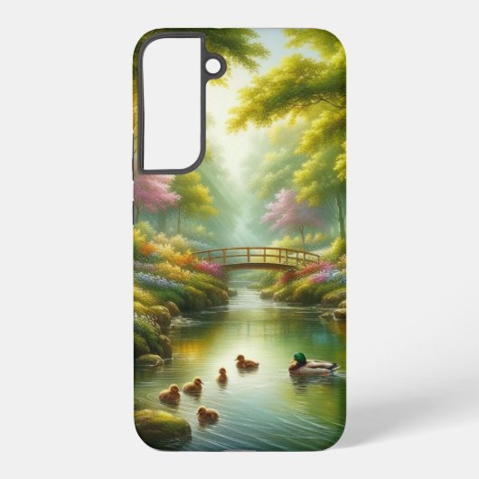 春の小川（アヒル/花） SAMSUNG GALAXYケース (裏面)