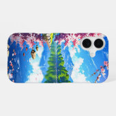 春の山々と湖 iPhone 16ケース (裏面横)