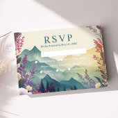 春の山の花ウェディングRSVPカード 出欠カード
