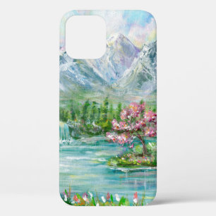 春の山並み。オリジナルアクリルハンドp iPhone 12ケース