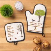 春の希望モノグラムの 鍋つかみ&鍋敷きセット (トップダウン)