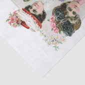 春の帽子のファッションのイラストレーションのヴィンテージの女性 薄葉紙 (詳細)