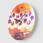 春の幾何学抽象アート時計 ラージ壁時計 (傾斜)