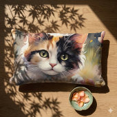 春の庭の三毛猫と蝶々 ランバークッション