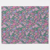 春の庭の母の日のポピー 日本の扇子 フリースブランケット (正面(横))