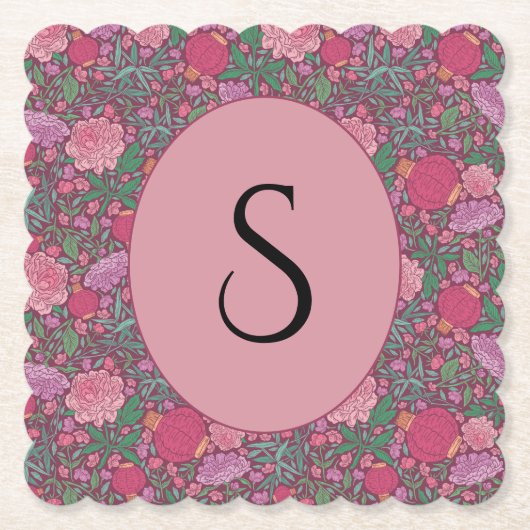 春の庭の母の日日本紙ランプ ペーパーコースター (正面)