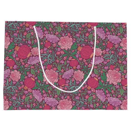 春の庭の母の日日本紙ランプ ラージペーパーバッグ (裏面)