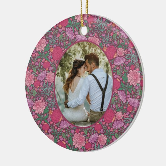 春の庭の母の日日本風ランタン写真 セラミックオーナメント (左)