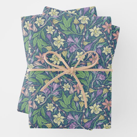 春の庭の母の日水仙とクロッカス ラッピングペーパーシート (インサイチュ)