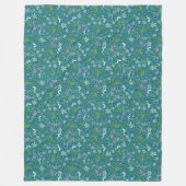 春の庭の母の日 ブルー パープル ホワイト フリースブランケット (正面)