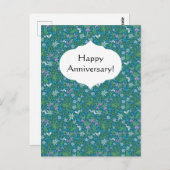 春の庭の母の日 ブルー パープル ホワイト ポストカード (正面/裏面)