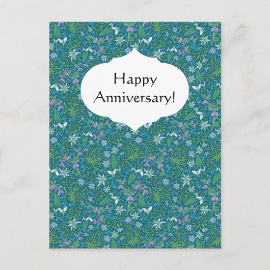 春の庭の母の日 ブルー パープル ホワイト ポストカード (正面)