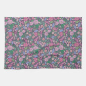 春の庭の母の日 ポップの花の和風扇子 キッチンタオル (横)