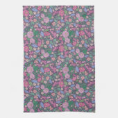 春の庭の母の日 ポップの花の和風扇子 キッチンタオル (縦)