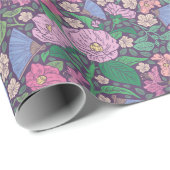 春の庭の母の日 ポピーの和風扇子 ラッピングペーパー (ロールコーナー)