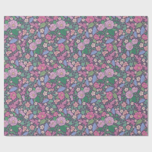 春の庭の母の日 ポピー 日本の扇子 ラッピングペーパー (フラット)