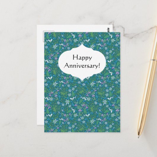 春の庭の母の日 青 紫 白 ポストカード (正面/裏面インサイチュ)