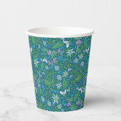 春の庭の母の日 青 紫 白 紙コップ (正面)